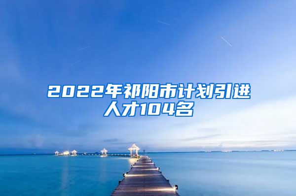 2022年祁阳市计划引进人才104名