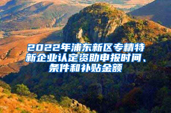 2022年浦东新区专精特新企业认定资助申报时间、条件和补贴金额