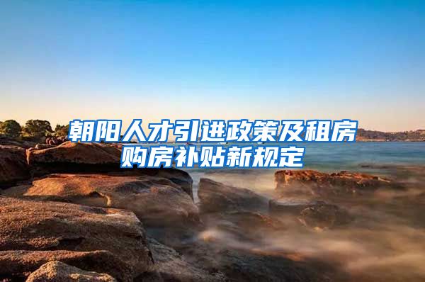 朝阳人才引进政策及租房购房补贴新规定