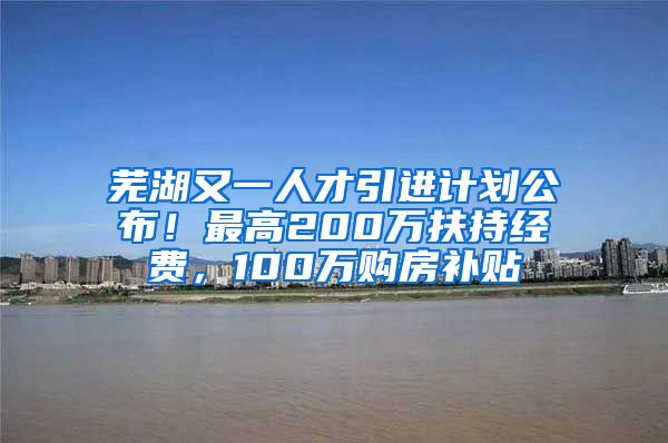 芜湖又一人才引进计划公布！最高200万扶持经费，100万购房补贴