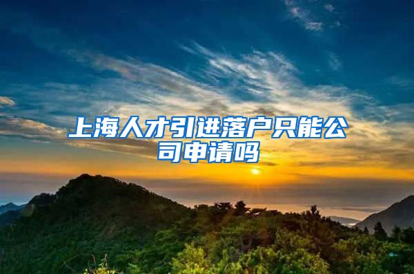 上海人才引进落户只能公司申请吗