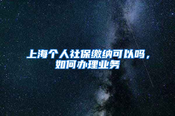 上海个人社保缴纳可以吗，如何办理业务