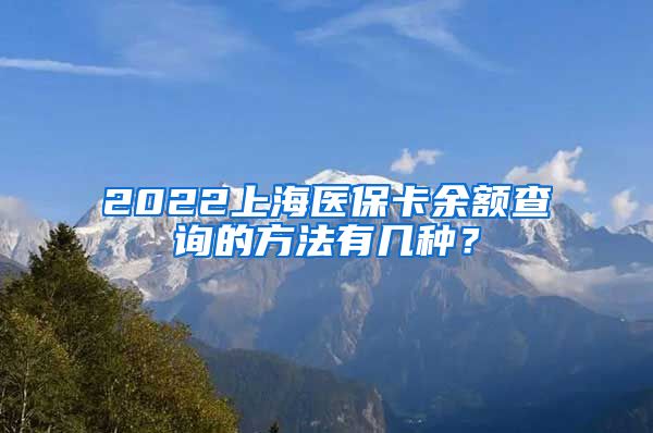 2022上海医保卡余额查询的方法有几种？