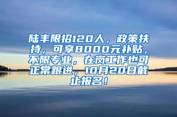 陆丰限招120人，政策扶持，可享8000元补贴，不限专业，在岗工作也可正常跟进，10月20日截止报名！