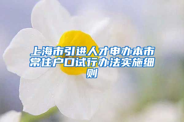 上海市引进人才申办本市常住户口试行办法实施细则