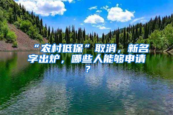 “农村低保”取消，新名字出炉，哪些人能够申请？