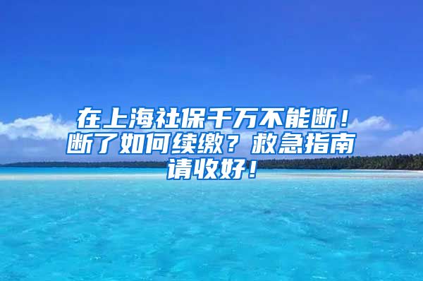 在上海社保千万不能断！断了如何续缴？救急指南请收好！