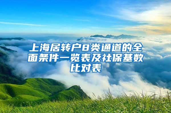 上海居转户8类通道的全面条件一览表及社保基数比对表