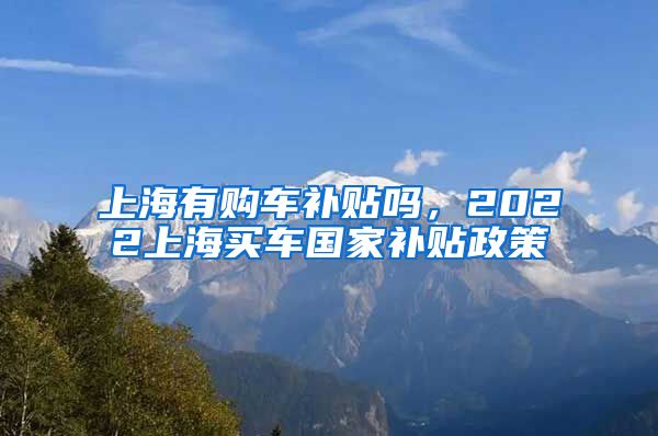 上海有购车补贴吗，2022上海买车国家补贴政策