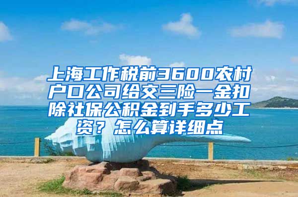 上海工作税前3600农村户口公司给交三险一金扣除社保公积金到手多少工资？怎么算详细点