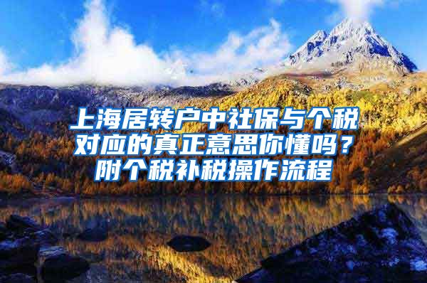 上海居转户中社保与个税对应的真正意思你懂吗？附个税补税操作流程