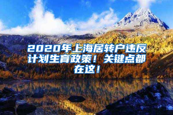 2020年上海居转户违反计划生育政策！关键点都在这！