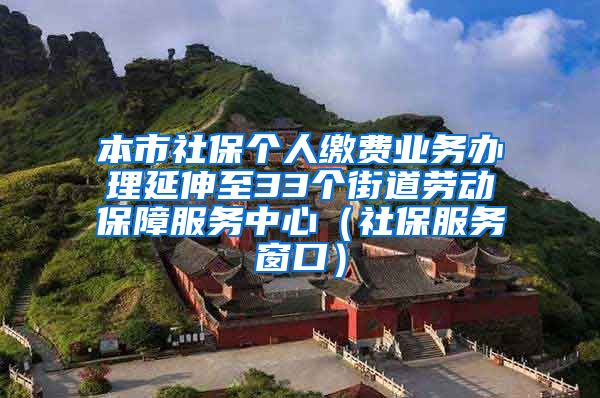 本市社保个人缴费业务办理延伸至33个街道劳动保障服务中心（社保服务窗口）