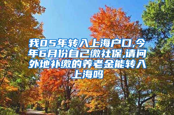 我05年转入上海户口,今年6月份自己缴社保,请问外地补缴的养老金能转入上海吗