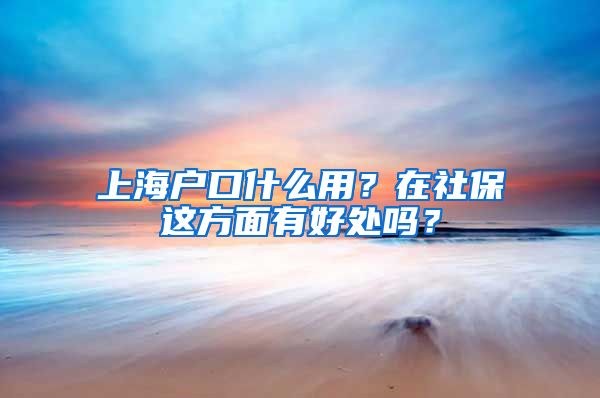 上海户口什么用？在社保这方面有好处吗？