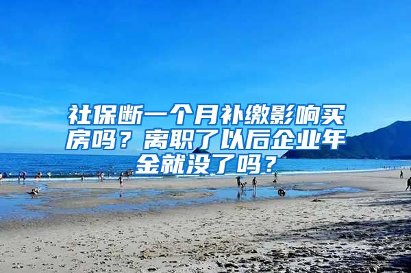 社保断一个月补缴影响买房吗？离职了以后企业年金就没了吗？