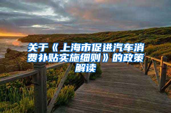 关于《上海市促进汽车消费补贴实施细则》的政策解读