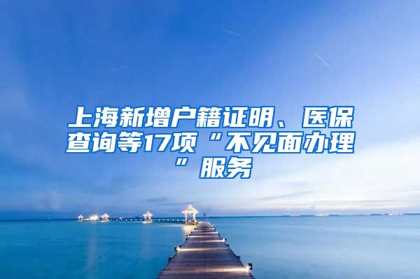 上海新增户籍证明、医保查询等17项“不见面办理”服务