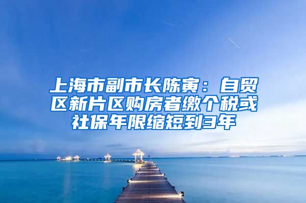 上海市副市长陈寅：自贸区新片区购房者缴个税或社保年限缩短到3年