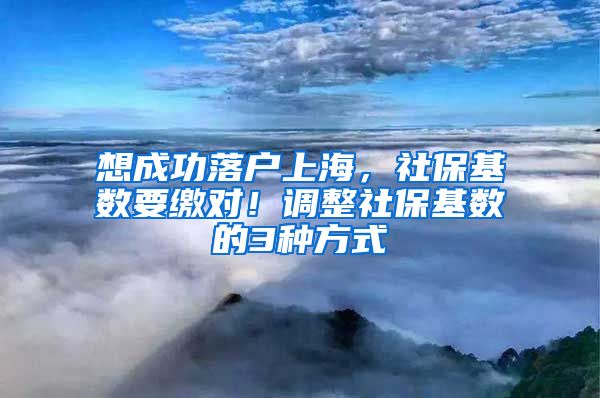 想成功落户上海，社保基数要缴对！调整社保基数的3种方式