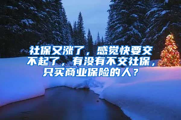 社保又涨了，感觉快要交不起了，有没有不交社保，只买商业保险的人？