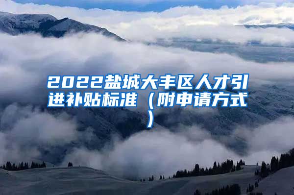 2022盐城大丰区人才引进补贴标准（附申请方式）