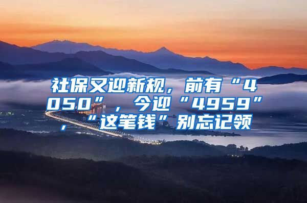 社保又迎新规，前有“4050”，今迎“4959”，“这笔钱”别忘记领