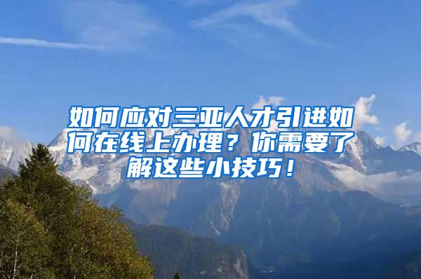 如何应对三亚人才引进如何在线上办理？你需要了解这些小技巧！