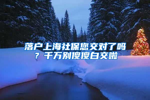 落户上海社保您交对了吗？千万别傻傻白交啦