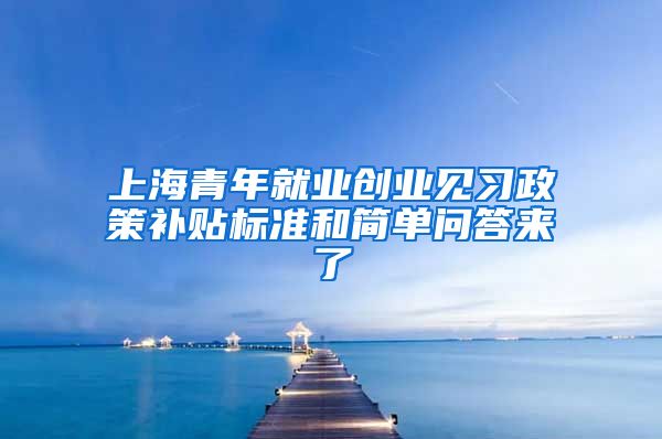 上海青年就业创业见习政策补贴标准和简单问答来了