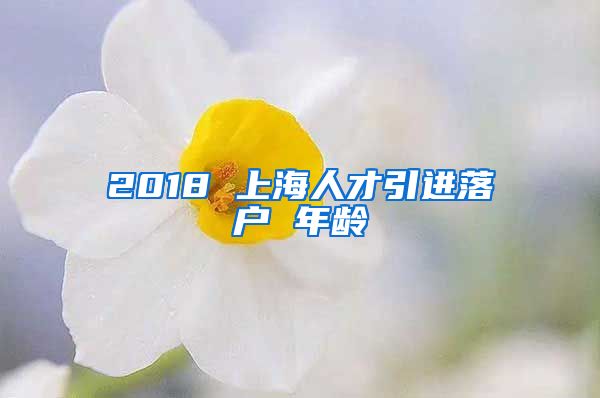 2018 上海人才引进落户 年龄