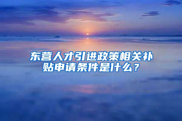 东营人才引进政策相关补贴申请条件是什么？