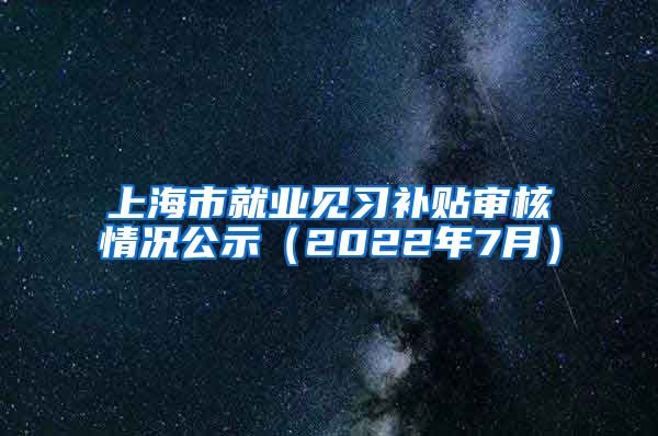 上海市就业见习补贴审核情况公示（2022年7月）