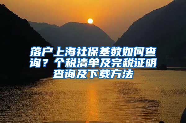 落户上海社保基数如何查询？个税清单及完税证明查询及下载方法