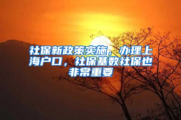 社保新政策实施，办理上海户口，社保基数社保也非常重要