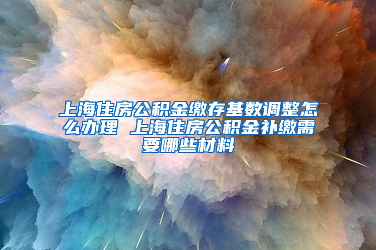 上海住房公积金缴存基数调整怎么办理 上海住房公积金补缴需要哪些材料