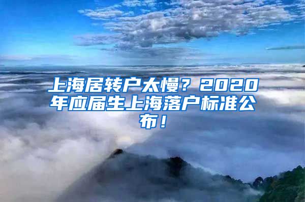 上海居转户太慢？2020年应届生上海落户标准公布！