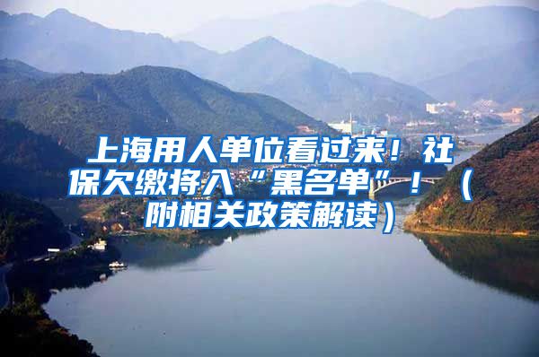 上海用人单位看过来！社保欠缴将入“黑名单”！（附相关政策解读）