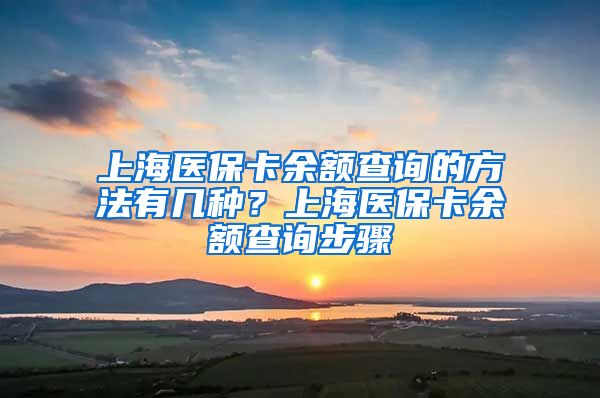 上海医保卡余额查询的方法有几种？上海医保卡余额查询步骤