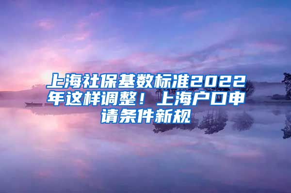 上海社保基数标准2022年这样调整！上海户口申请条件新规