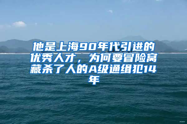 他是上海90年代引进的优秀人才，为何要冒险窝藏杀了人的A级通缉犯14年