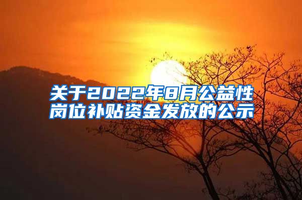 关于2022年8月公益性岗位补贴资金发放的公示