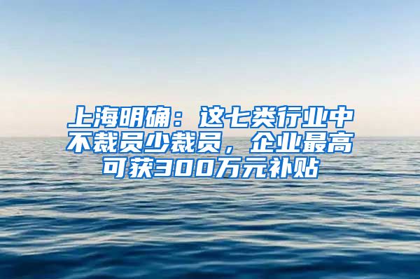 上海明确：这七类行业中不裁员少裁员，企业最高可获300万元补贴