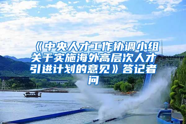 《中央人才工作协调小组关于实施海外高层次人才引进计划的意见》答记者问