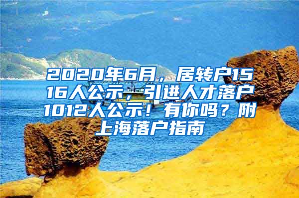 2020年6月，居转户1516人公示，引进人才落户1012人公示！有你吗？附上海落户指南