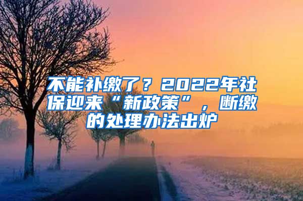 不能补缴了？2022年社保迎来“新政策”，断缴的处理办法出炉