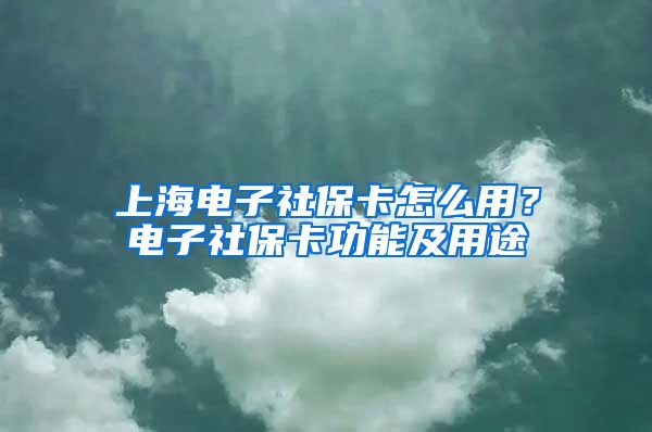 上海电子社保卡怎么用？电子社保卡功能及用途