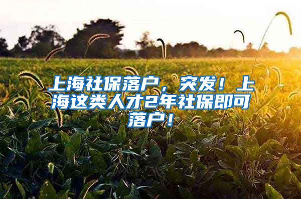 上海社保落户，突发！上海这类人才2年社保即可落户！