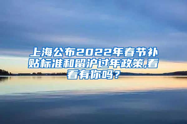 上海公布2022年春节补贴标准和留沪过年政策,看看有你吗？