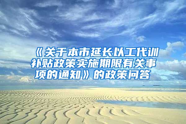 《关于本市延长以工代训补贴政策实施期限有关事项的通知》的政策问答